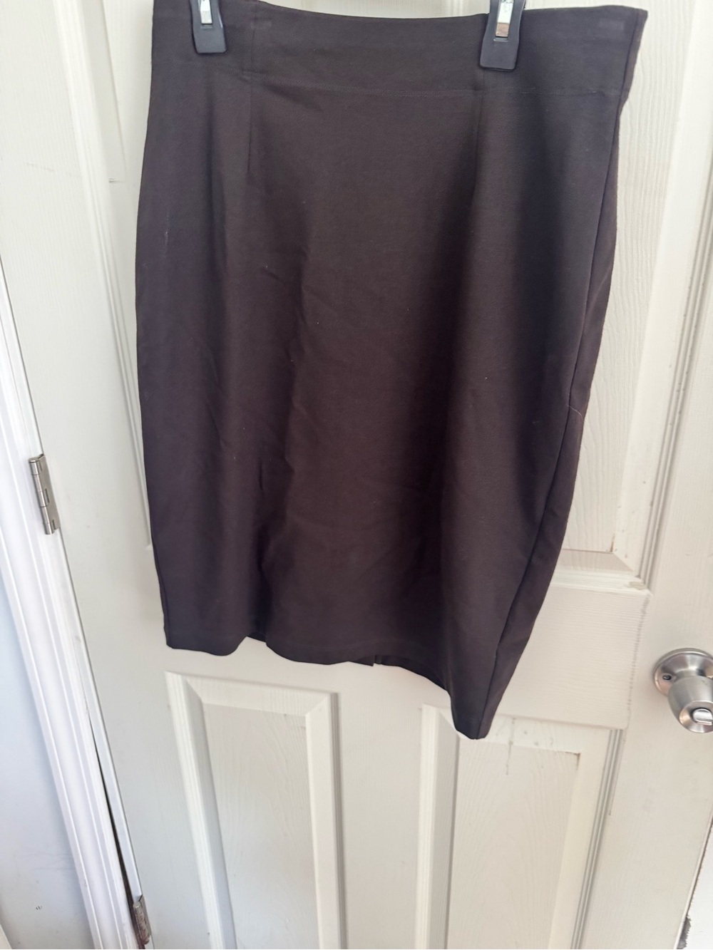 Eileen Fisher Pull On Skirt Brown Viscose Ponte Back Slit Size Small Stretch